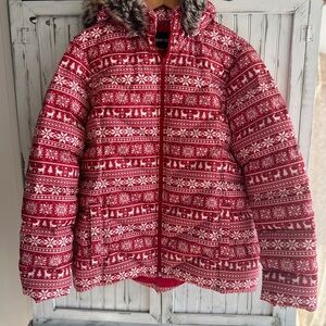 LN Land’s End Women’s Nordic Red Puffer Jacket Size XL